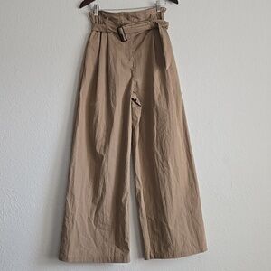 Shaina Mote High-Waisted Tan Wide-Leg Pants Trousers Size S